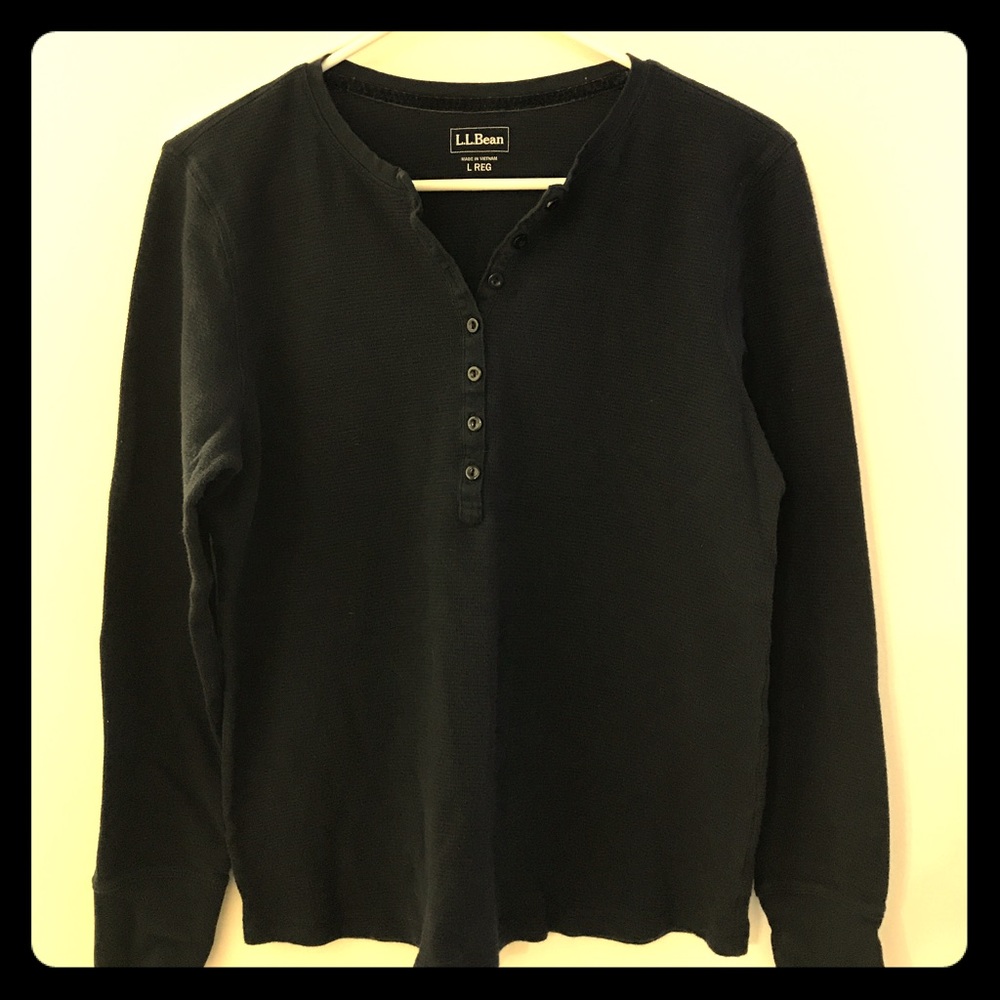 Navy blue LL Bean thermal Henley top